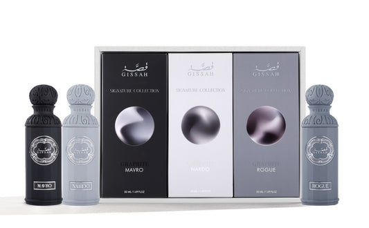 Colección de perfumes masculinos Graphite de Qissa Perfumes
